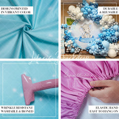 Lofaris Blue Pink Heres The Scoop Round Baby Shower Backdrop