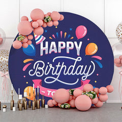 Lofaris Blue Pink Orange Balloon Dot Round Birthday Backdrop