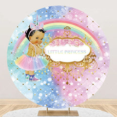 Lofaris Blue Pink Rainbow Little Princess Round Backdrop