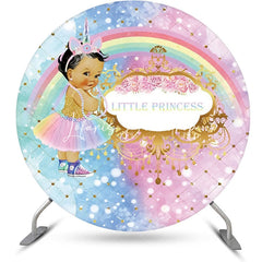 Lofaris Blue Pink Rainbow Little Princess Round Backdrop