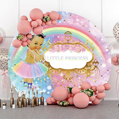 Lofaris Blue Pink Rainbow Little Princess Round Backdrop