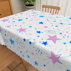 Lofaris Blue Pink Stars Tablecloth For Kids Dining Room