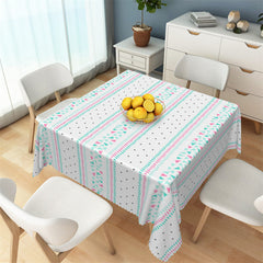 Lofaris Blue Pink Triangle Black Dots Stripes Tablecloth