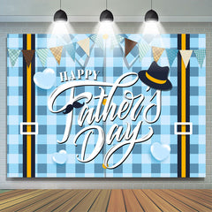 Lofaris Blue Plaid Shirt Hearts Happy Fathers Day Backdrop