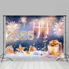 Lofaris Blue Purple Blur Vibe Happy New Year Xmas Holiday Backdrop