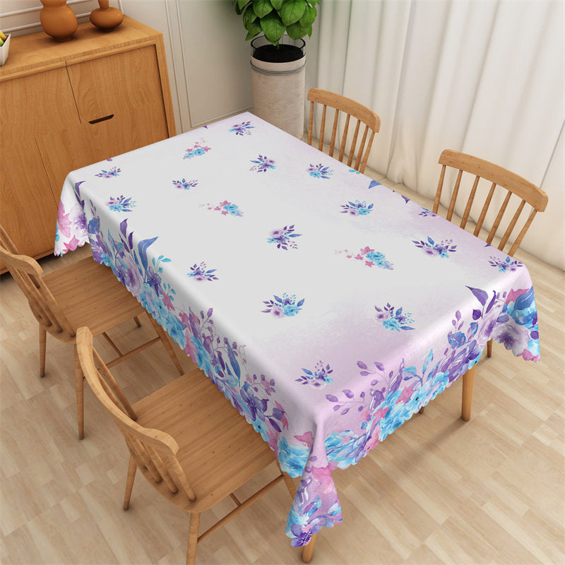 Lofaris Blue Purple Flowers Party Dining Room Tablecloth