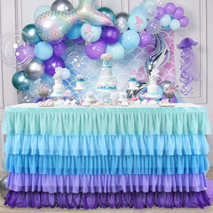 Lofaris Blue Purple Gradient Chiffon Layering Table Skirt