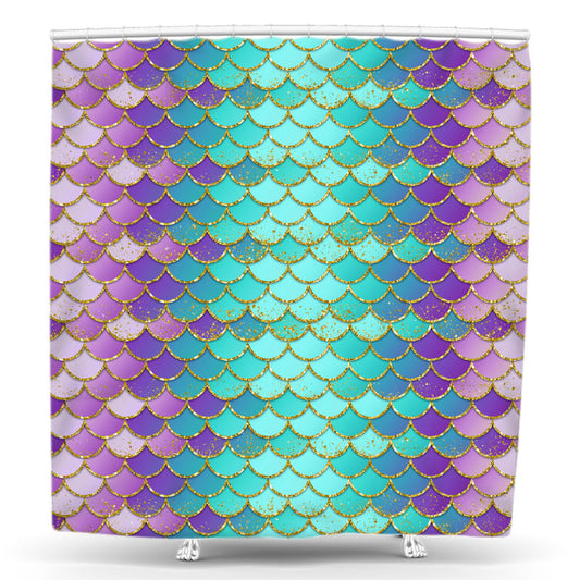 Colorful glittery mermaid scales pattern medium ta medium table runner