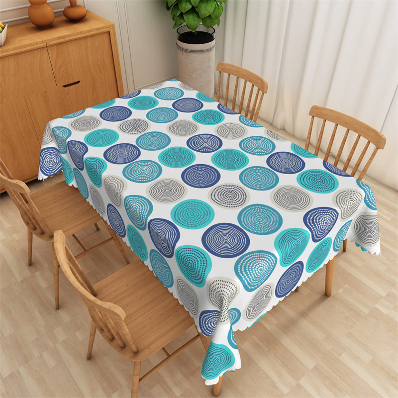 Lofaris Blue Purple Repeat Circles Rectangle Tablecloth