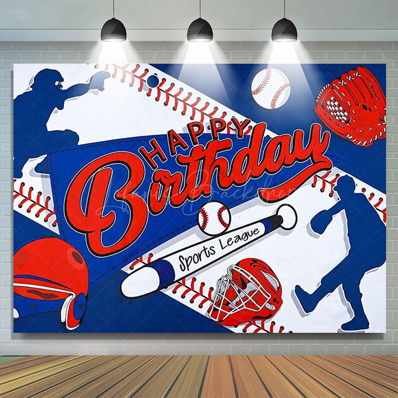 Lofaris Blue Red Baseball Sports League Birthday Backdrop