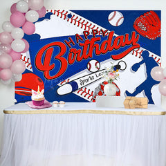 Lofaris Blue Red Baseball Sports League Birthday Backdrop