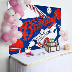 Lofaris Blue Red Baseball Sports League Birthday Backdrop