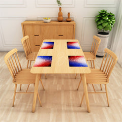 Lofaris Blue Red Bokeh Fabric Dining Set Of 4 Placemats