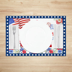 Lofaris Blue Red Car Floral Flag Spark Set Of 4 Placemats