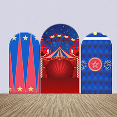 Lofaris Blue Red Circus Night Rhombus Star Arch Backdrop Kit