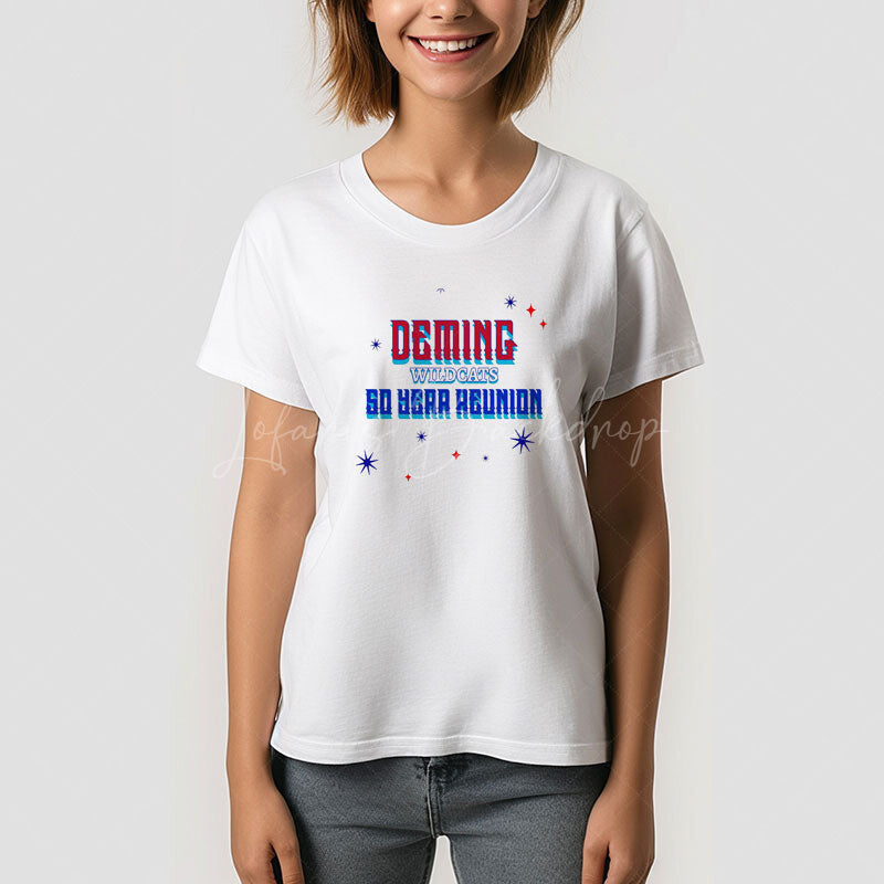 Lofaris Blue Red Custom Name 50 Years Reunion T-Shirt