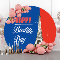 Lofaris Blue Red Eiffel Tower Round Bastille Day Backdrop