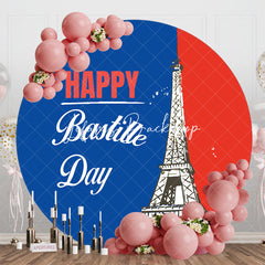 Lofaris Blue Red Eiffel Tower Round Bastille Day Backdrop