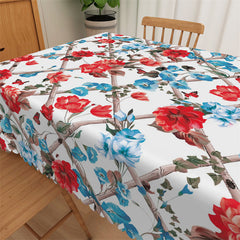 Lofaris Blue Red Flower Bohemia Dinning Room Tablecloth