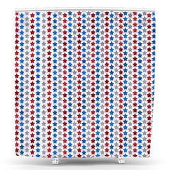 Lofaris Blue Red Grey Star Step And Repeat Shower Curtain