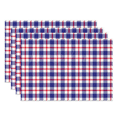 Lofaris Blue Red Plaid Independence Day Set Of 4 Placemats