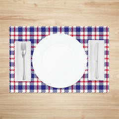 Lofaris Blue Red Plaid Independence Day Set Of 4 Placemats