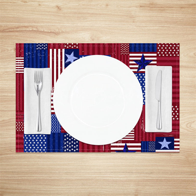 Lofaris Blue Red Stripe Independence Day Set Of 4 Placemats