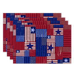 Lofaris Blue Red Stripe Independence Day Set Of 4 Placemats