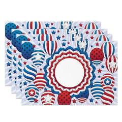 Lofaris Blue Red Stripe Star Balloon Set Of 4 Placemats