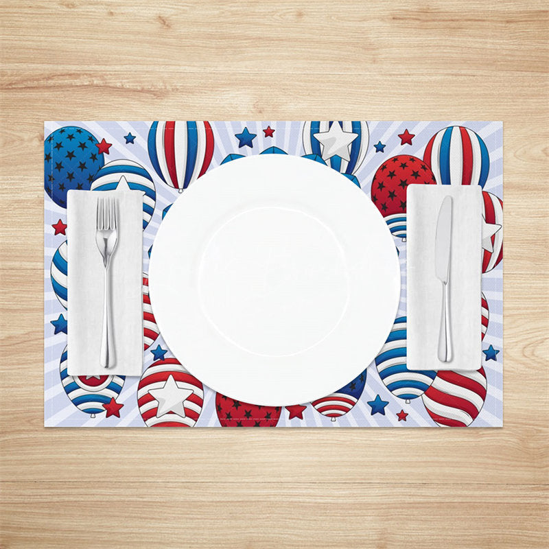 Lofaris Blue Red Stripe Star Balloon Set Of 4 Placemats