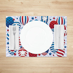 Lofaris Blue Red Stripe Star Balloon Set Of 4 Placemats