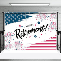 Lofaris Blue Red White Flag Spark Backdrop For Retirement