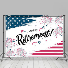 Lofaris Blue Red White Flag Spark Backdrop For Retirement