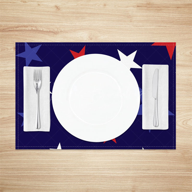 Lofaris Blue Red White Stars Set Of 4 Placemats For Table