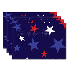 Lofaris Blue Red White Stars Set Of 4 Placemats For Table