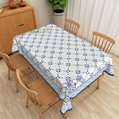 Lofaris Blue Repeat Pattern Floral Rectangle Tablecloth