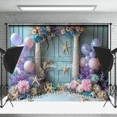 Lofaris Blue Retro Wall Starfish Balloon Cake Smash Backdrop