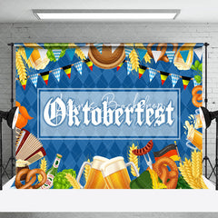 Lofaris Blue Rhombus Beer Cereals Oktoberfest Party Backdrop