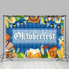 Lofaris Blue Rhombus Beer Cereals Oktoberfest Party Backdrop