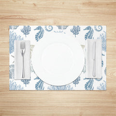 Lofaris Blue Sea Life Coral Shell Repeat Set Of 4 Placemats