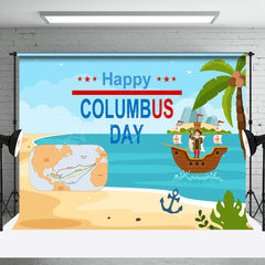 Lofaris Blue Sea Navigation Happy Columbus Day Backdrop