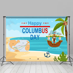 Lofaris Blue Sea Navigation Happy Columbus Day Backdrop