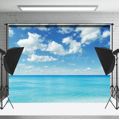 Lofaris Blue Sea Sky White Clouds Summer Backdrop For Photo