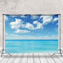 Lofaris Blue Sea Sky White Clouds Summer Backdrop For Photo