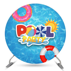 Lofaris Blue Sea Summer Pool Party Round Birthday Backdrop Kit