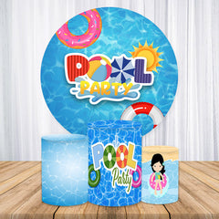 Lofaris Blue Sea Summer Pool Party Round Birthday Backdrop Kit