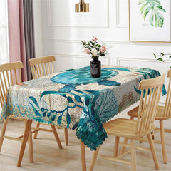 Lofaris Blue Sea Turtle Rectangle Tablecloth For Kitchen