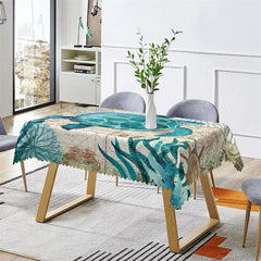 Lofaris Blue Sea Turtle Rectangle Tablecloth For Kitchen