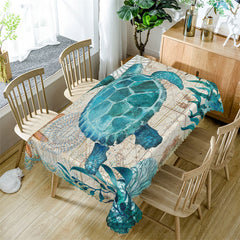 Lofaris Blue Sea Turtle Rectangle Tablecloth For Kitchen