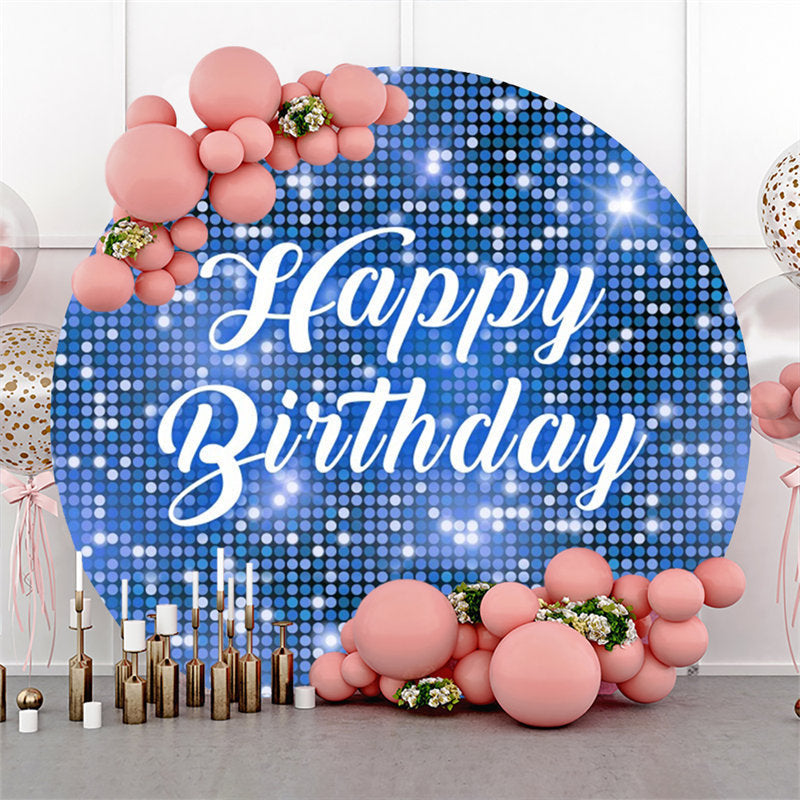 Lofaris Blue Sequin Bokeh Sparkling Round Birthday Backdrop